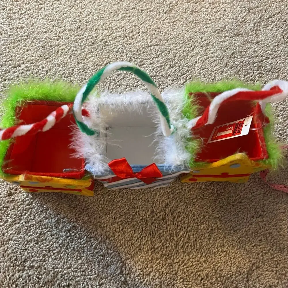 LOT of 3 Small Christmas Boxes w/ Handles Stars & Bows